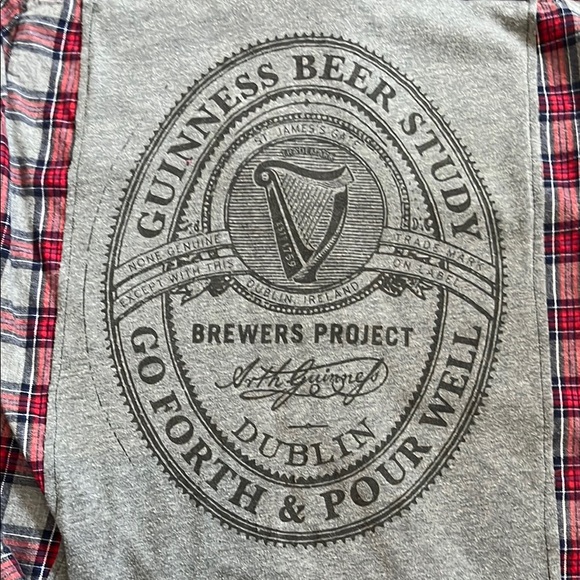 Guinness Beer Flannel Shirt upcycled unisex Size Small S - Picture 3 of 7
